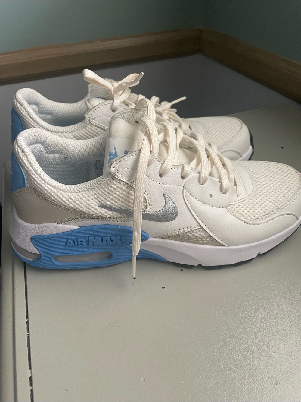 Nike Air Max Sneakers in White and Light Blue Accents